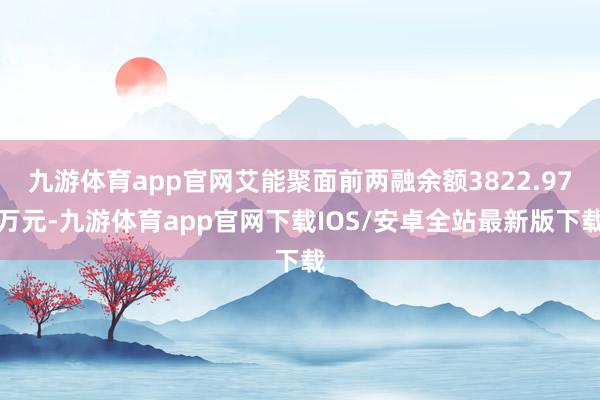 九游体育app官网艾能聚面前两融余额3822.97万元-九游体育app官网下载IOS/安卓全站最新版下载