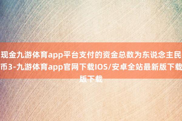 现金九游体育app平台支付的资金总数为东说念主民币3-九游体育app官网下载IOS/安卓全站最新版下载